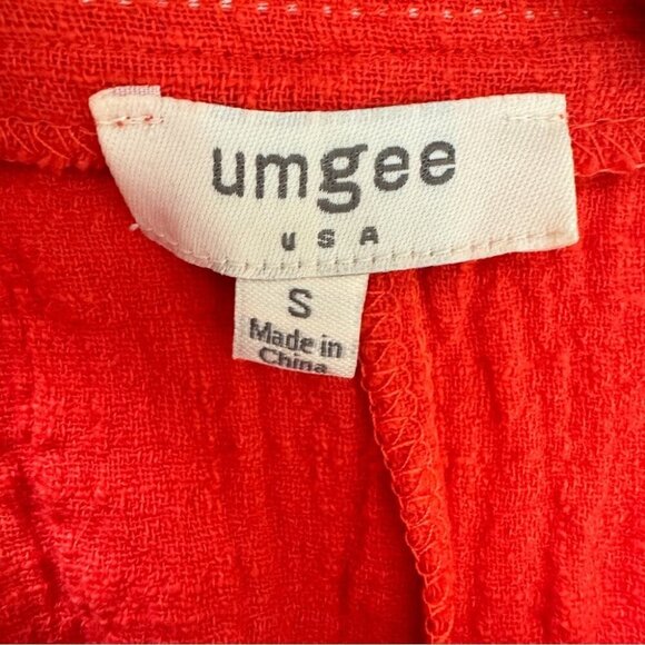 Umgee Boho Embroidered Mini Dress Coral Orange Beachy Crepe Lightweight Sz S - Picture 3 of 14